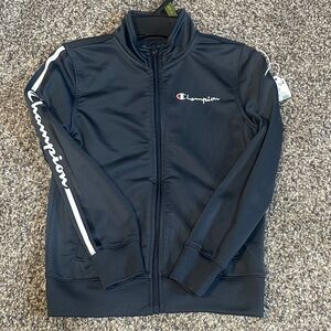 Champion Navy Track Jacket with White Stripes